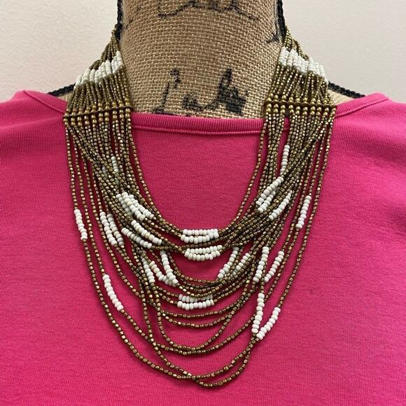 CHAN Luu gold and white‎ beaded multi strand necklace - Picture 1 of 5